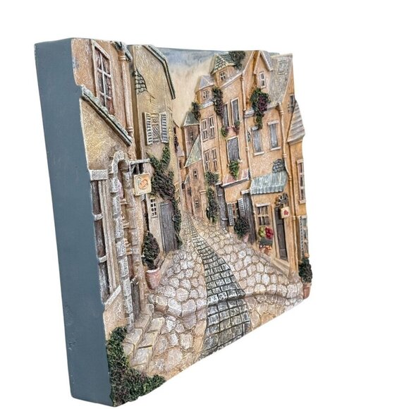 Realistic 3D Resin Wall Hanging, Cobblestone Street Village, 12" x 9.5" - Picture 13 of 15